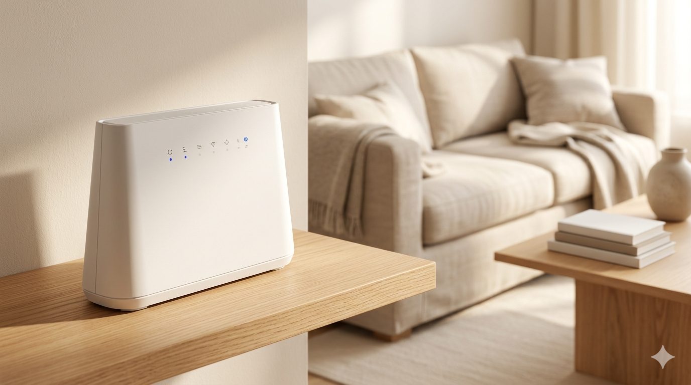 Routeur wifi moderne sur étagère